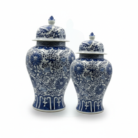 Antique Ginger Jar Blue White Ginger Jar Set Floral