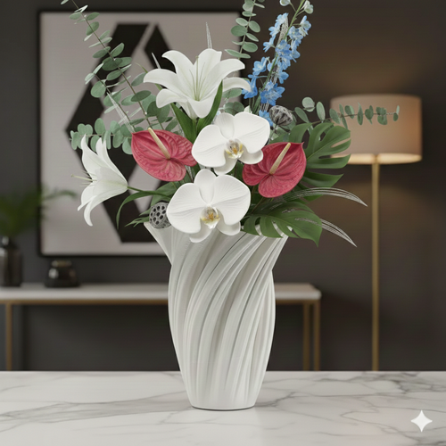 Modern Sculptural 3D Printed Porcelain Vase
