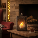 Arabesque Lantern Holder Rustic Gold Metal & Glass Lantern Holder