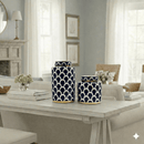 Coastal Navy Gold Scallop Jar Set
