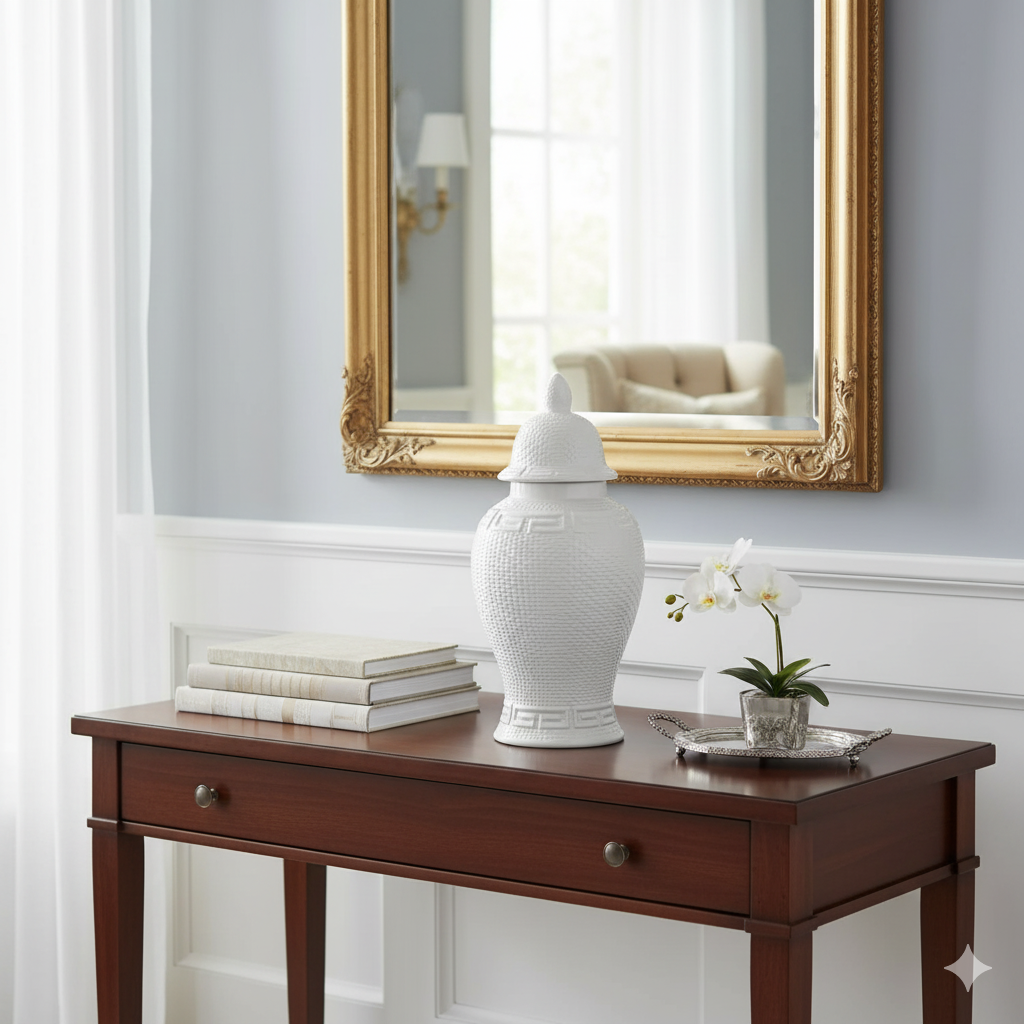 Ceramic Ginger Jar Pure White Zen Style Temple Ginger