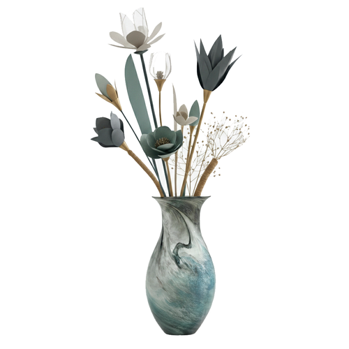 Oceanic Marbled Blown Glass Decorative Vase