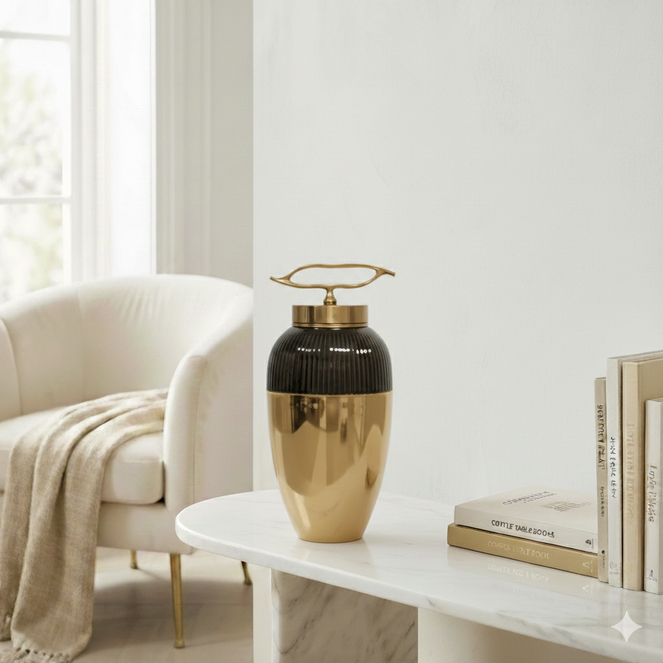 Gold Brown Mosaic Ceramic Jar Tall 45cm