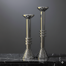 Sculptural Modern Chrome Candle Holder Set (2-Piece)