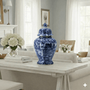 Zaro Vintage Blue White Ceramic Jar
