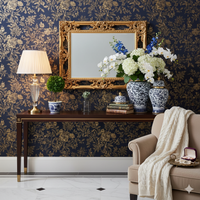 Luxury Ginger Jar Set Imperial Navy Gold Floral