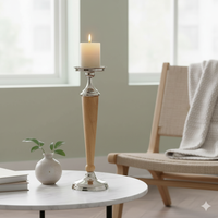 Atlas Candle Holder Large Aluminium & Wood Candle Stick Holder