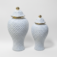 Ginger Jar Set Elegant White & Gold | Ceramic Vases