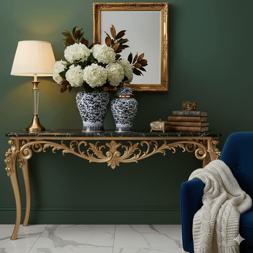 Imperial Navy Gold Floral Ginger Jar Set