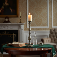 Antique Candle Holder Majestic Aged Gold Tall Pillar Candle Holder