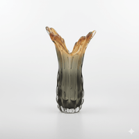 Elegant Smoke & Amber Art Glass Vase