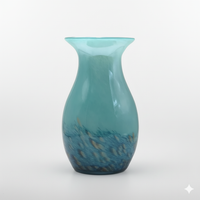 29cm Hand Blown Blue Green Art Vase