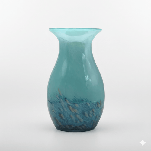 Blue Green Ocean Blown Art Glass Vase