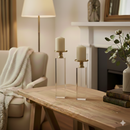 Modern Crystal & Gold Candle Holder Set