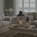 Countryside Rustic Wood Lantern Set of 2