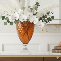 Amber Cut Glass Urn Decorative Urn - Elegant Vintage Style