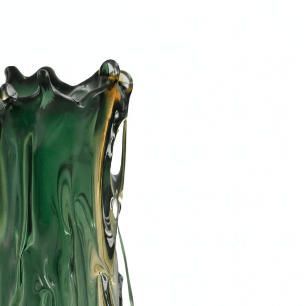 Art Nouveau Green and Amber Glass Vase