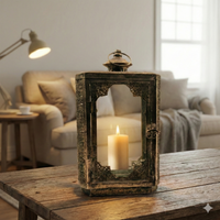 Arabesque Rustic Gold Metal Lantern