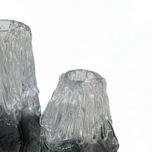 Artisan Hand Blown Smoked Glass Vase Set