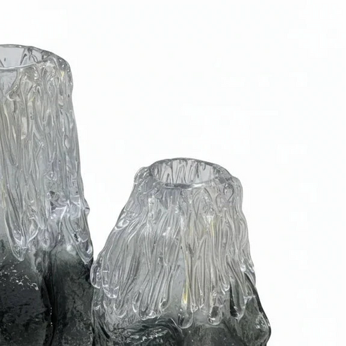 Artisan Hand Blown Smoked Glass Vase Set