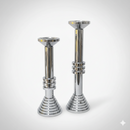 Modern Chrome Sculptural Candle Holder Set