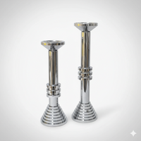 Modern Chrome Sculptural Candle Holder Set