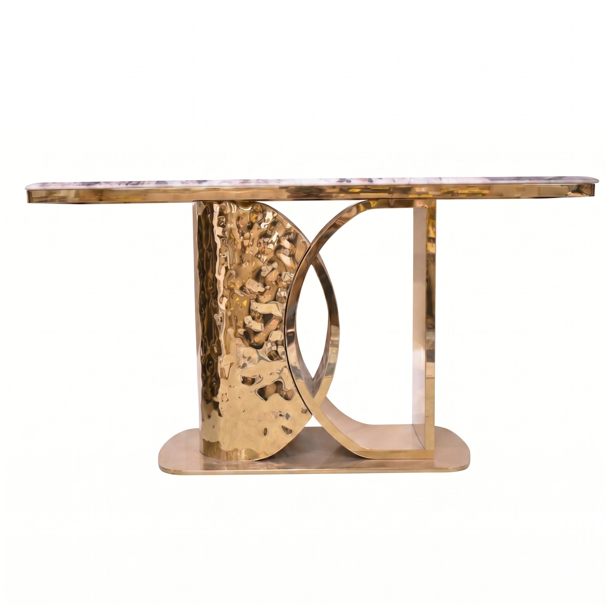 Aurelia Hammered Gold and Marble Console Table