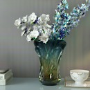 Boho Glass Vase Hand Blown – 27cm Blue & Yellow Murano Art Style