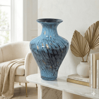 Turquoise Green Gold Art Glass Vase