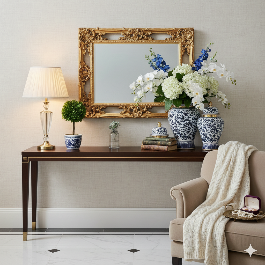 Luxury Ginger Jar Set Imperial Navy Gold Floral