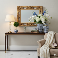 Luxury Ginger Jar Set Imperial Navy Gold Floral