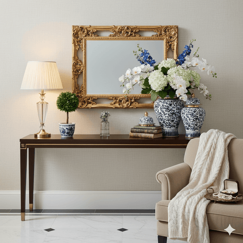 Imperial Navy Gold Floral Ginger Jar Set