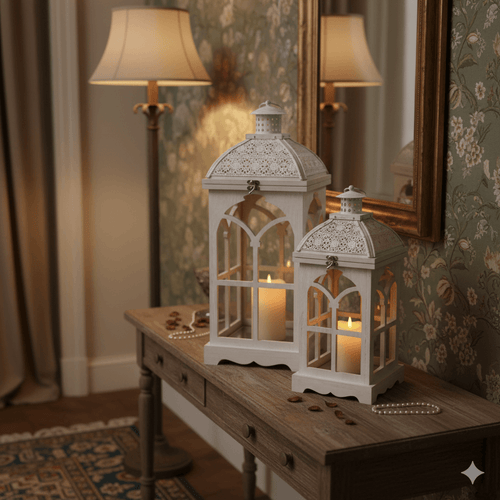 Arabesque White Champagne Lantern Set