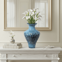 Turquoise Green Gold Art Glass Vase