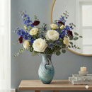 Oceanic Teal Marbled Ceramic Flared Vase 39cm