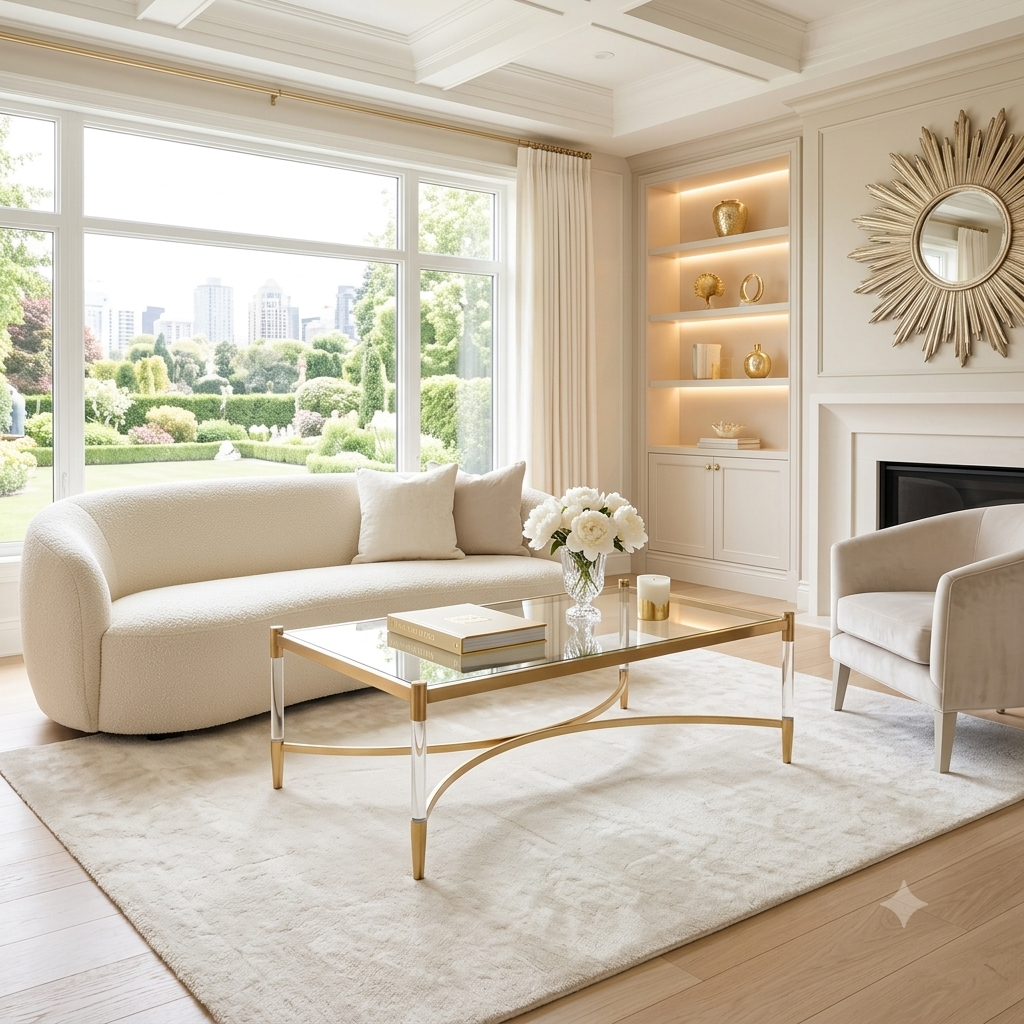 Claridge Acrylic and Gold Glass Coffee Table