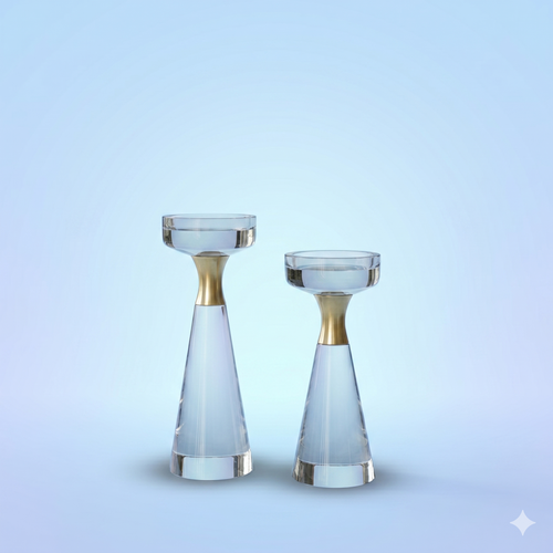 Azure Matte Crystal & Gold Taper Holders
