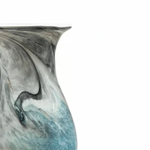Oceanic Teal Marbled Ceramic Flared Vase 39cm