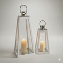 White Pyramid Indoor Outdoor Lantern Set