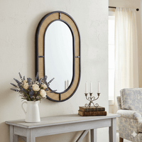French Country Metal Wood Wall Mirror