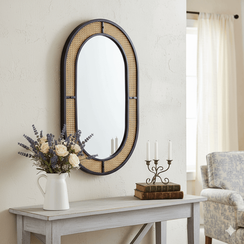 French Country Metal Wood Wall Mirror