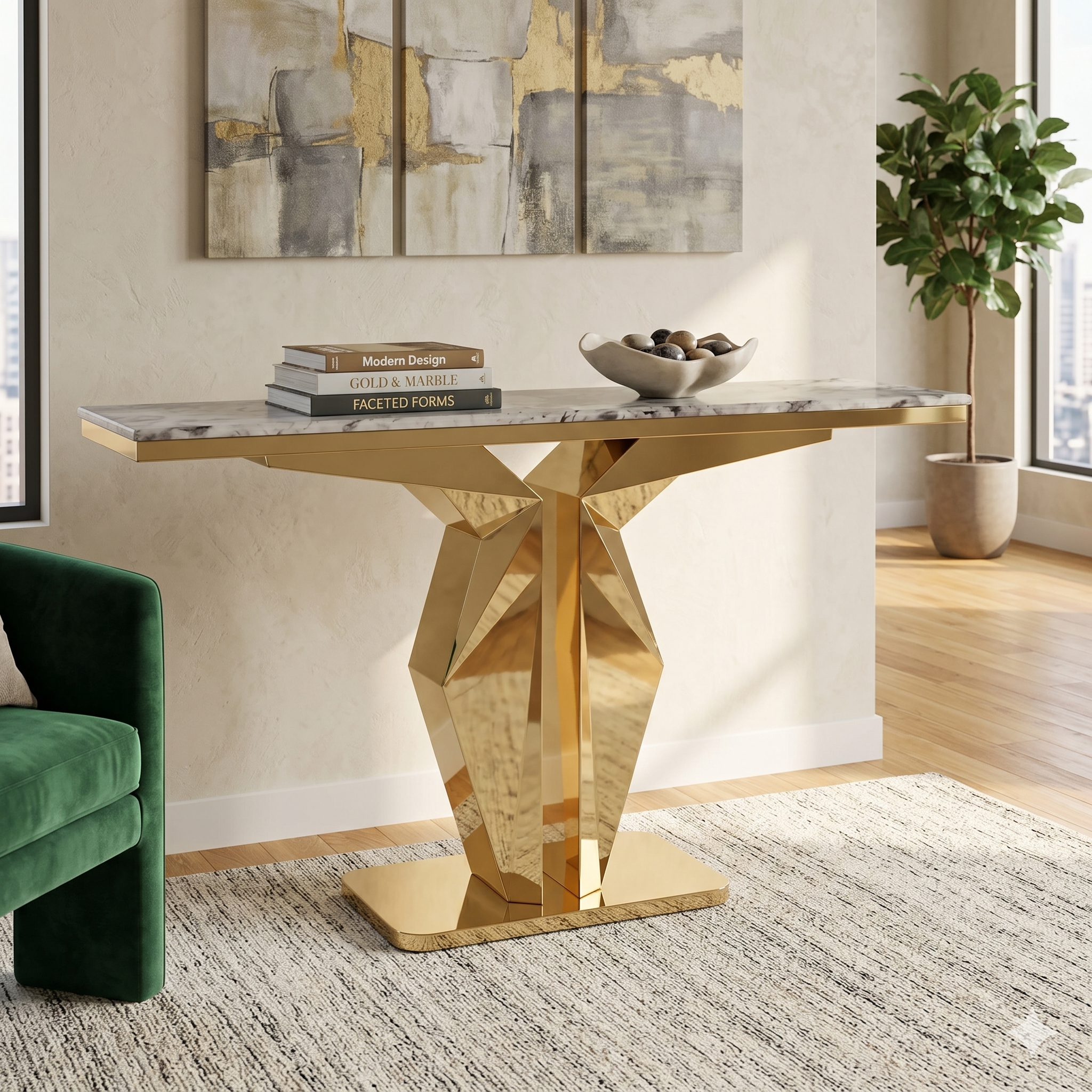 Modern Faux Marble Console Table 160cm