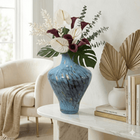 Turquoise Green Gold Art Glass Vase