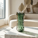 Art Nouveau Green and Amber Glass Vase