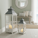 Tall Rustic Wood & Metal Lantern Set