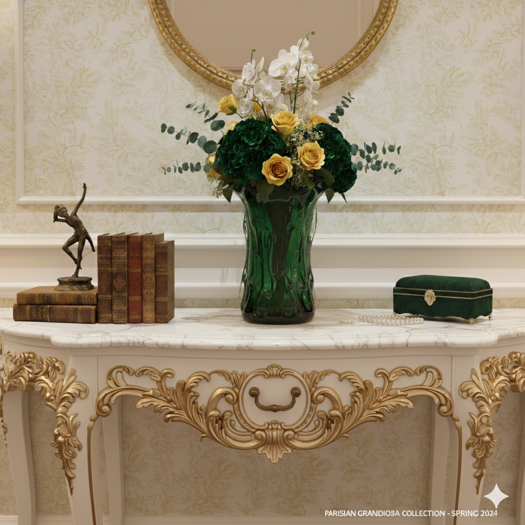 Artisan Murano Swirl Glass Vase Green Yellow