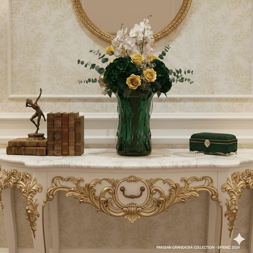 Art Nouveau Green and Amber Glass Vase