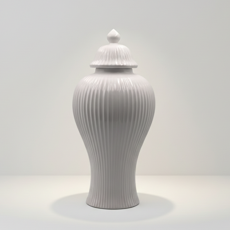 Hamptons Style White Ceramic Ginger Jar