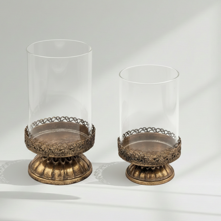 Antique Filigrana Rustic Gold Candlestick