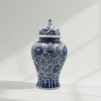 Genuine Antique Blue White Chinoiserie Jar 39cm